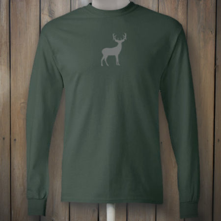 Longsleeve green tshirt with grey deer