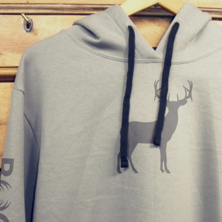 Grey hoodie with deer logo