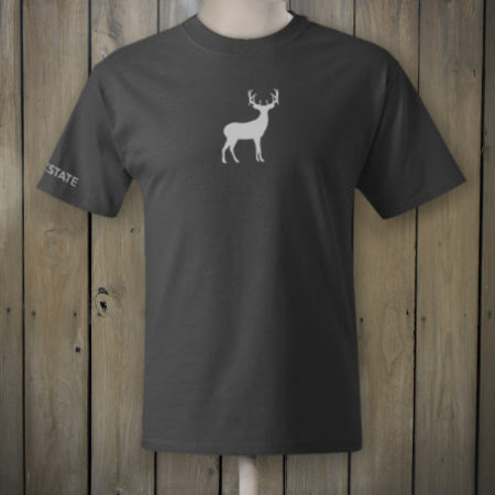 Dark grey t-shirt with white deer logo
