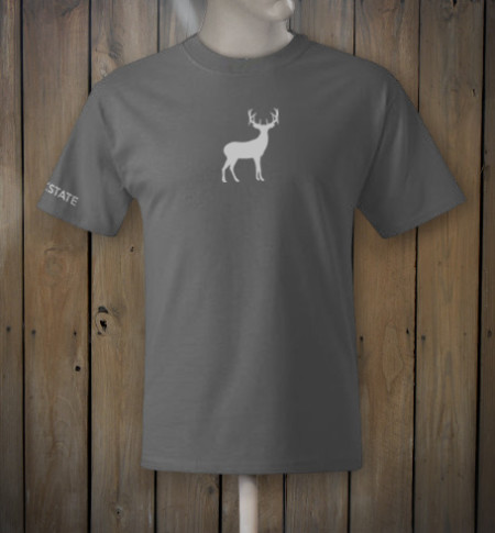 grey tshirt with white deer logo