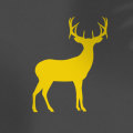 yellow deer silhouette on grey