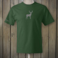 Green t-shirt with grey deer logo