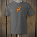 Grey t-shirt with hunter's orange deer logo